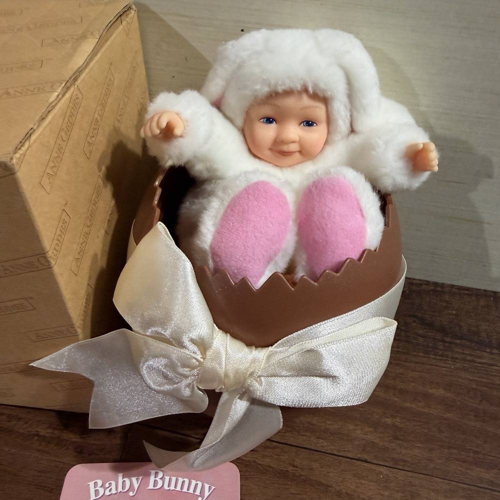 NIB Anne Geddes Baby Bunny In An Easter Egg Vintage Baby Girl Blue Eyes